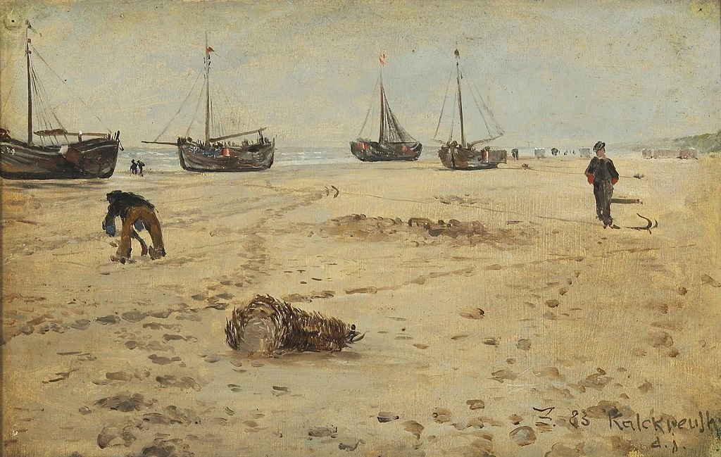 Leopold von Kalckreuth - Spiaggia della Frisia con barche da pesca (1899)
